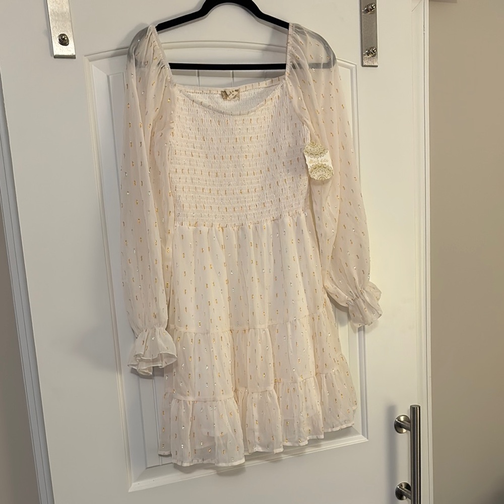 Altar'd State Cream and Gold Dress- NEW WITH TAGS!!